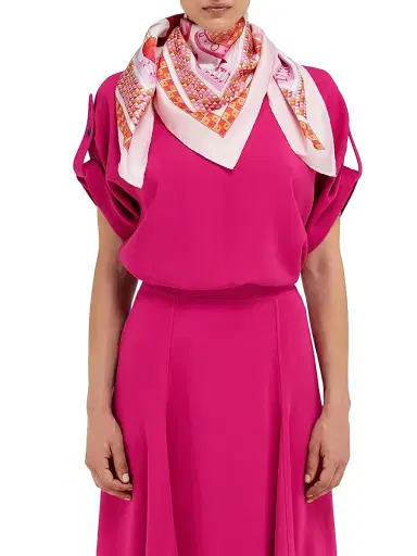 FERRAGAMO Women's Duomo Printed Silk Foulard - Cotton Candy | Thumbnail 2 FERRAGAMO Women's Duomo Printed Silk Foulard - Cotton Candy | Thumbnail 2