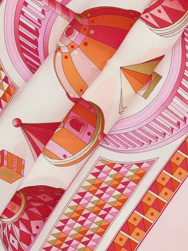FERRAGAMO Women's Duomo Printed Silk Foulard - Cotton Candy | Thumbnail 4 FERRAGAMO Women's Duomo Printed Silk Foulard - Cotton Candy | Thumbnail 4