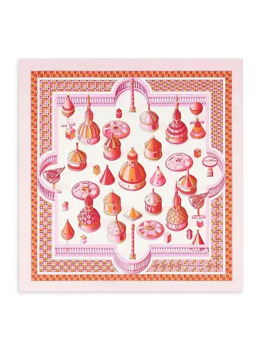 FERRAGAMO Women's Duomo Printed Silk Foulard - Cotton Candy | Thumbnail 1 FERRAGAMO Women's Duomo Printed Silk Foulard - Cotton Candy | Thumbnail 1