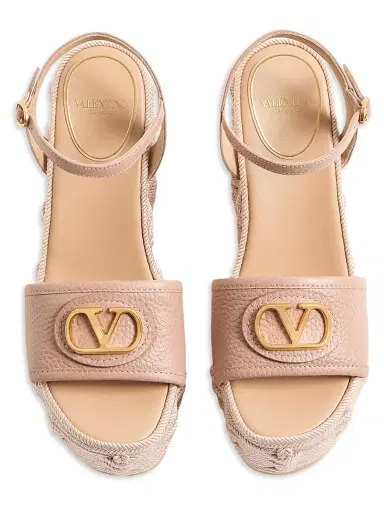 Valentino Garavani Women's VLogo Signature Wedge Sandals 120MM - Rose Cannelle - Size 12 | Thumbnail 2
