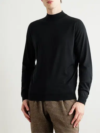 John Smedley Slim-Fit Merino Wool Mock-Neck Sweater - Men | Thumbnail 3
