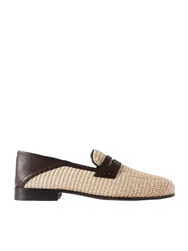 Manolo Blahnik Padstow Collapsible-Heel Leather-Trimmed Raffia Loafers - Men | Thumbnail 1 Manolo Blahnik Padstow Collapsible-Heel Leather-Trimmed Raffia Loafers - Men | Thumbnail 1