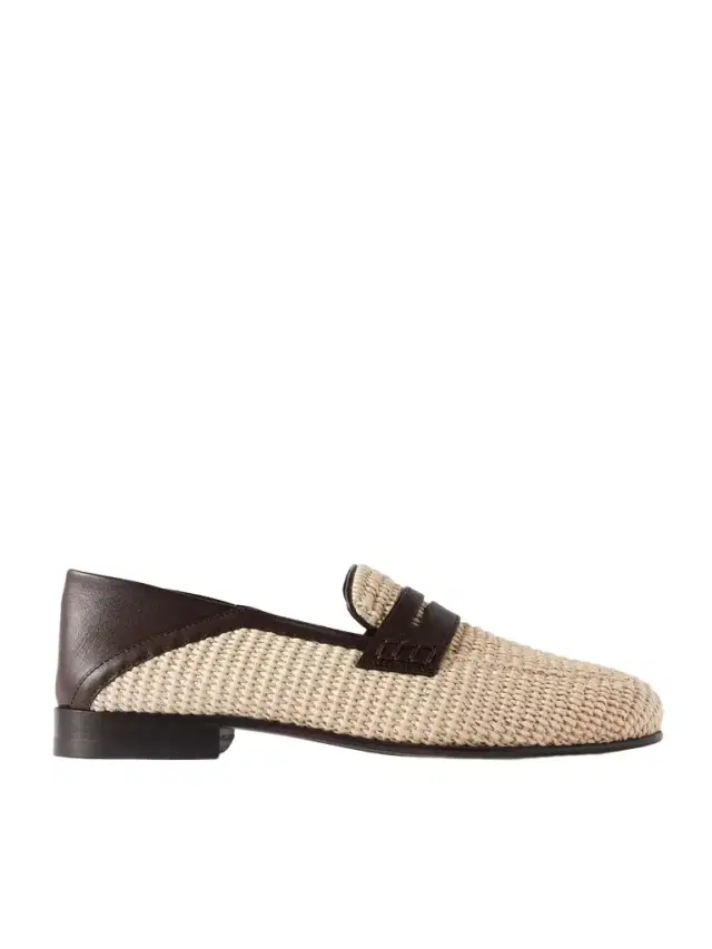 Manolo Blahnik Padstow Collapsible-Heel Leather-Trimmed Raffia Loafers - Men