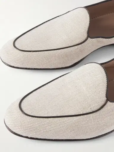 Manolo Blahnik Modena Leather-Trimmed Linen-Twill Loafers - Men | Thumbnail 5 Manolo Blahnik Modena Leather-Trimmed Linen-Twill Loafers - Men | Thumbnail 5
