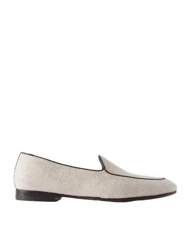 Manolo Blahnik Modena Leather-Trimmed Linen-Twill Loafers - Men | Thumbnail 1 Manolo Blahnik Modena Leather-Trimmed Linen-Twill Loafers - Men | Thumbnail 1