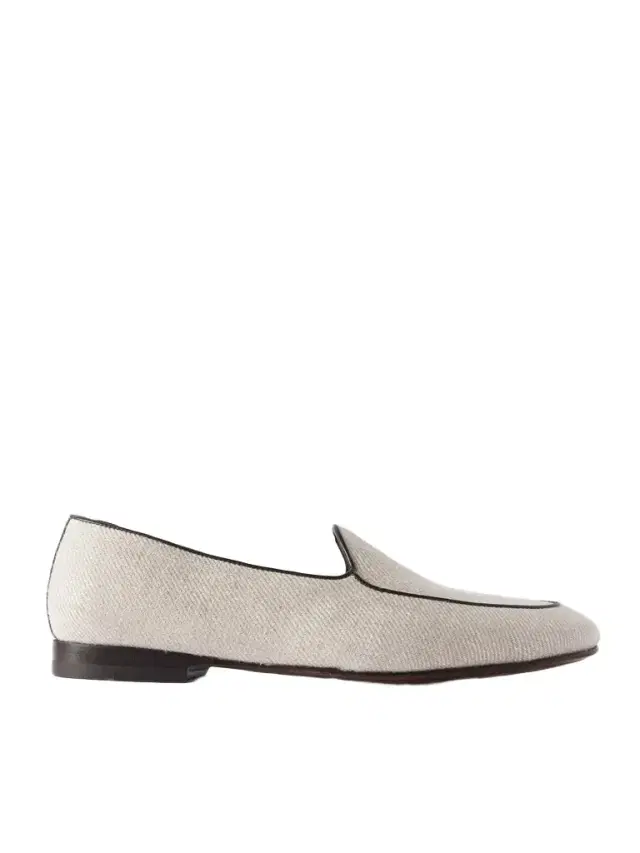 Modena Leather-Trimmed Linen-Twill Loafers - Men