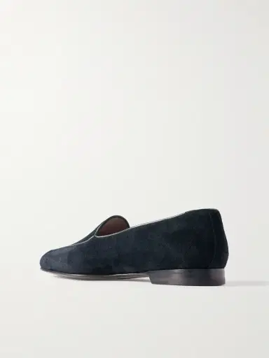 Manolo Blahnik Modena Leather-Trimmed Suede Loafers - Men | Thumbnail 4
