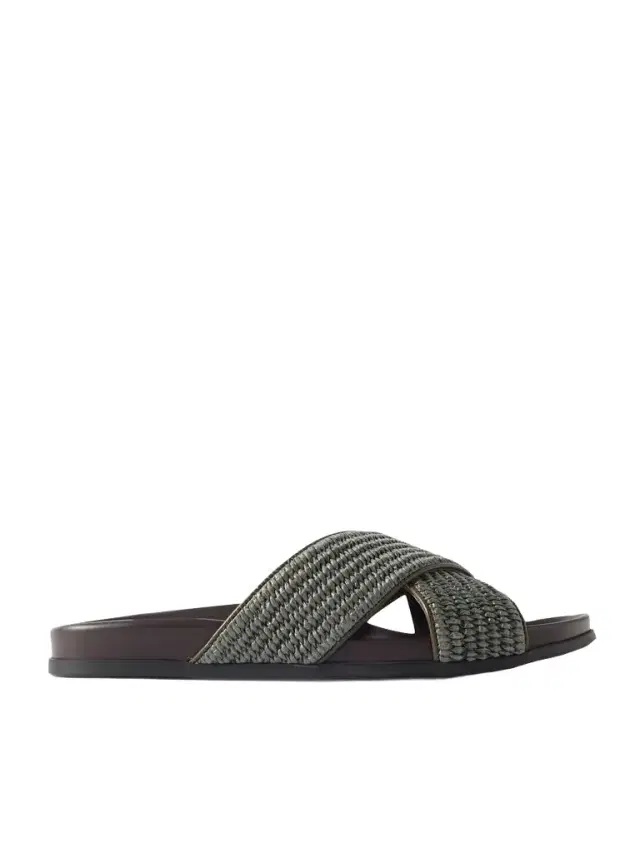 Chiltern Leather-Trimmed Raffia Sandals - Men