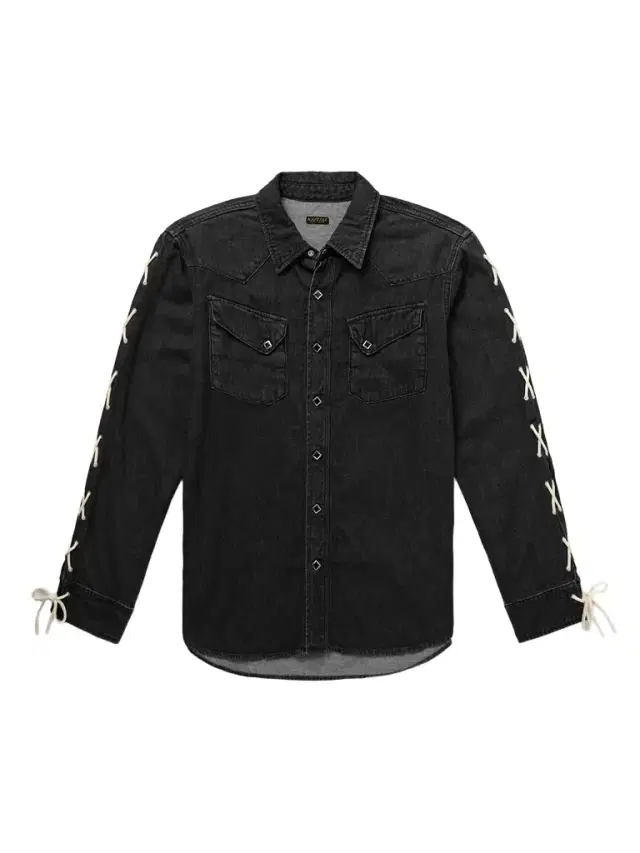 KAPITAL Slim-Fit Leather-Trimmed Lace-Up Denim Shirt - Men