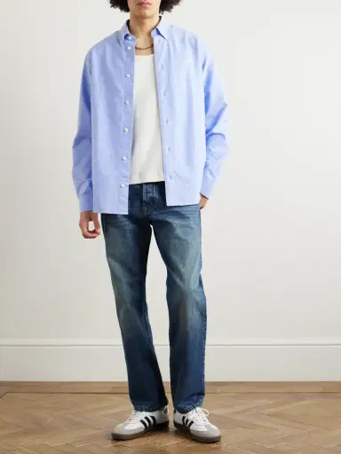 NN07 Colby 5910 Button-Down Collar Logo-Embroidered Organic Cotton Shirt - Men | Thumbnail 2 NN07 Colby 5910 Button-Down Collar Logo-Embroidered Organic Cotton Shirt - Men | Thumbnail 2