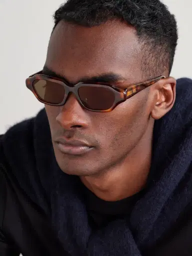 Loewe Slim Havana Rectangular Tortoiseshell Acetate Sunglasses - Men | Thumbnail 2