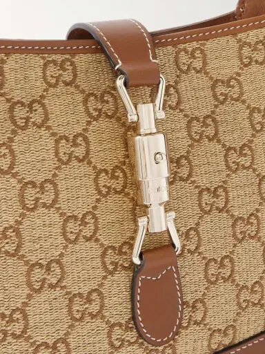 Gucci Jackie 1961 Logo-jacquard Raffia And Leather Shoulder Bag | Thumbnail 4 Gucci Jackie 1961 Logo-jacquard Raffia And Leather Shoulder Bag | Thumbnail 4