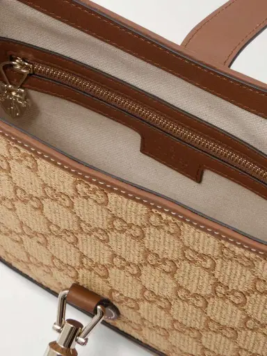 Gucci Jackie 1961 Logo-jacquard Raffia And Leather Shoulder Bag | Thumbnail 5 Gucci Jackie 1961 Logo-jacquard Raffia And Leather Shoulder Bag | Thumbnail 5