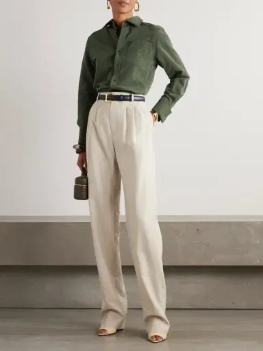Saint Laurent Embroidered Cotton And Linen-blend Shirt | Thumbnail 2 Saint Laurent Embroidered Cotton And Linen-blend Shirt | Thumbnail 2