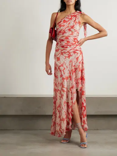 Victoria Beckham One-shoulder Draped Floral-print Silk-georgette Maxi Dress | Thumbnail 2
