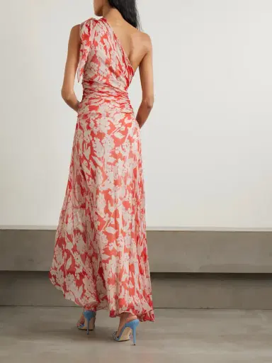 Victoria Beckham One-shoulder Draped Floral-print Silk-georgette Maxi Dress | Thumbnail 3
