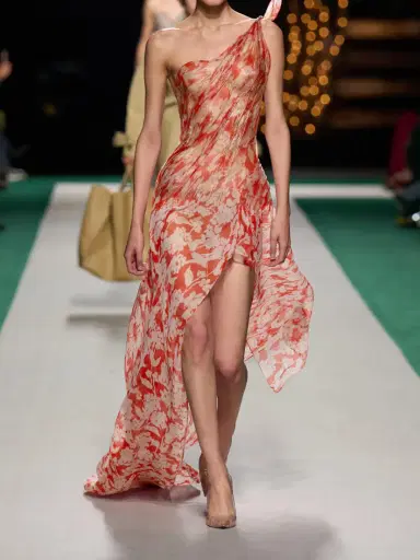 Victoria Beckham One-shoulder Draped Floral-print Silk-georgette Maxi Dress | Thumbnail 4