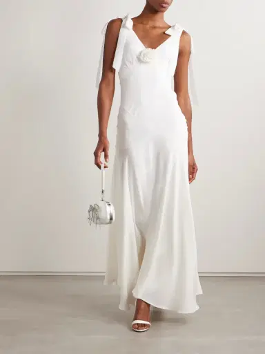 Rodarte Embellished Velvet-trimmed Silk-crepe Maxi Dress | Thumbnail 2