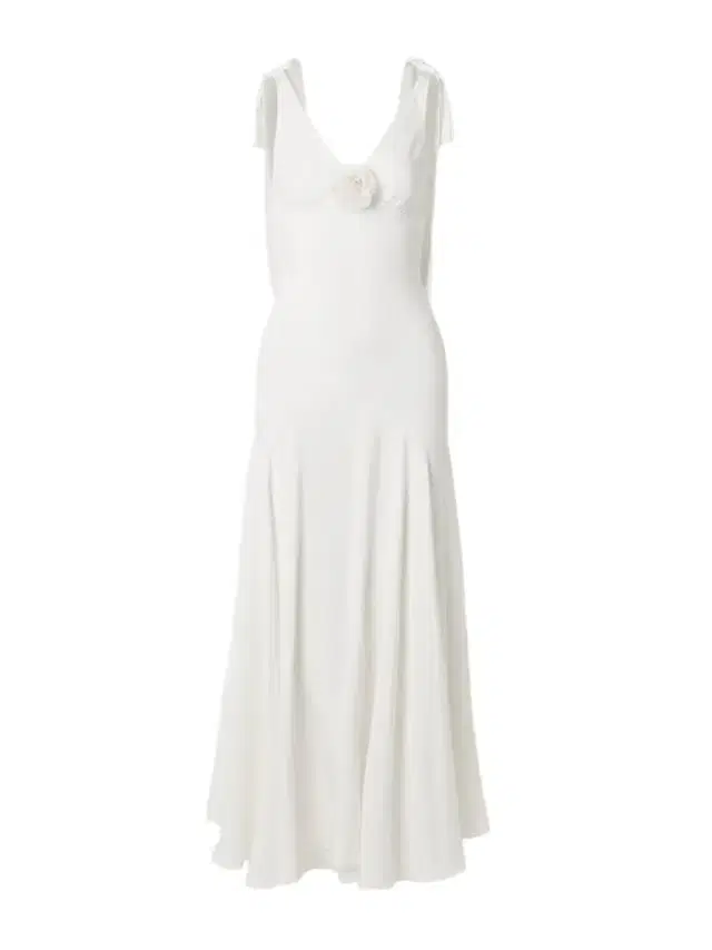 Embellished Velvet-trimmed Silk-crepe Maxi Dress