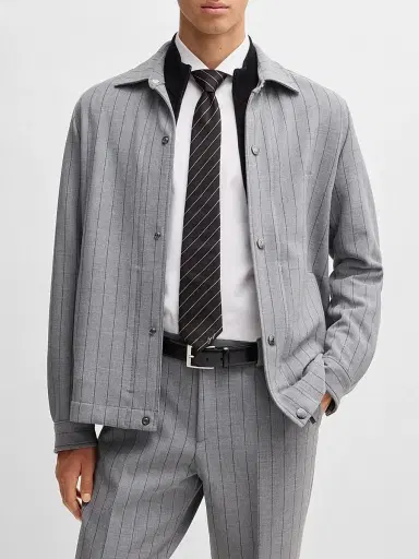 BOSS Men's Silk-Jacquard Tie with Diagonal Stripes - Black | Thumbnail 5 BOSS Men's Silk-Jacquard Tie with Diagonal Stripes - Black | Thumbnail 5