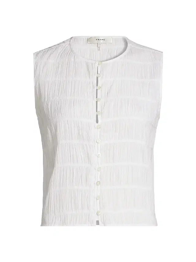 FRAME Women's Smocked Sleeveless Top - White