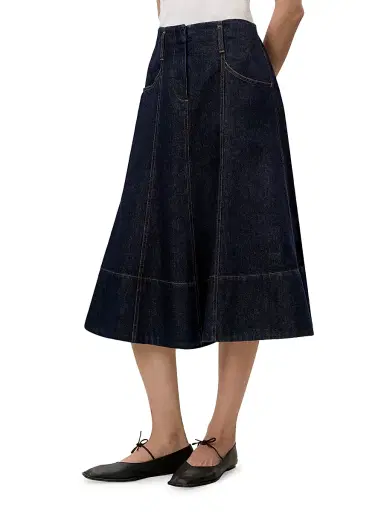 Rebecca Taylor Women's Gabrielle Denim Midi-Skirt - Deep Sea Wash | Thumbnail 4 Rebecca Taylor Women's Gabrielle Denim Midi-Skirt - Deep Sea Wash | Thumbnail 4