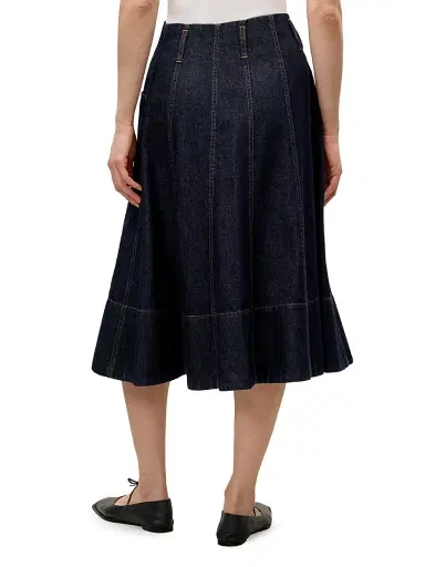 Rebecca Taylor Women's Gabrielle Denim Midi-Skirt - Deep Sea Wash | Thumbnail 5 Rebecca Taylor Women's Gabrielle Denim Midi-Skirt - Deep Sea Wash | Thumbnail 5