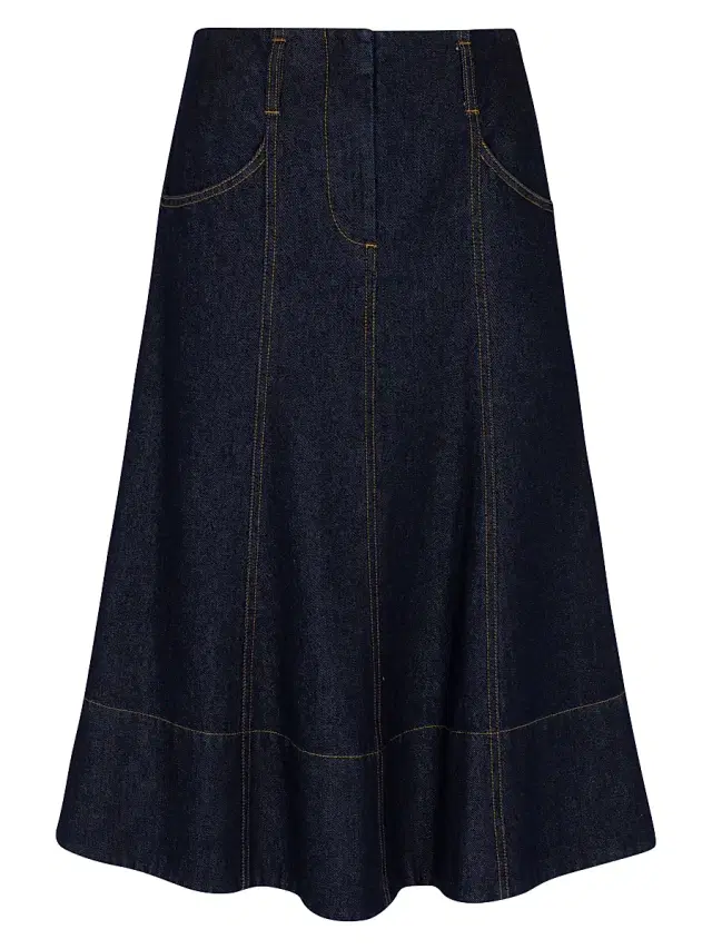Rebecca Taylor Women's Gabrielle Denim Midi-Skirt - Deep Sea Wash