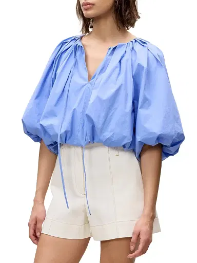 REBECCA TAYLOR Women's Yara Cotton Bubble Top | Thumbnail 4 REBECCA TAYLOR Women's Yara Cotton Bubble Top | Thumbnail 4