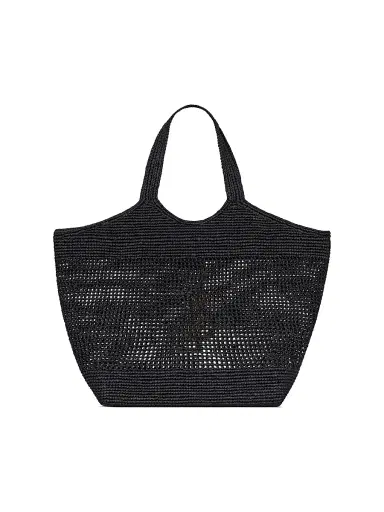 Saint Laurent Women's Icare Tote Bag in Raffia - Black | Thumbnail 2