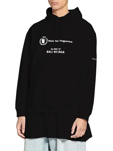 Balenciaga Men's WFP Hoodie Medium Fit - Black White - Size Large | Thumbnail 4