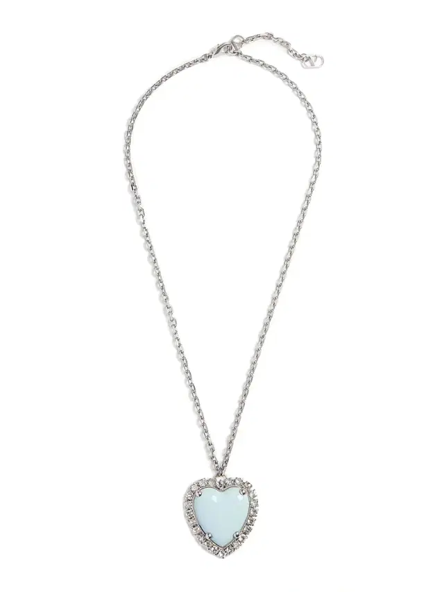 Women's Coeur Hyperbole Necklace in Metal, Resin and Swarovski Crystals - Palladium Azure