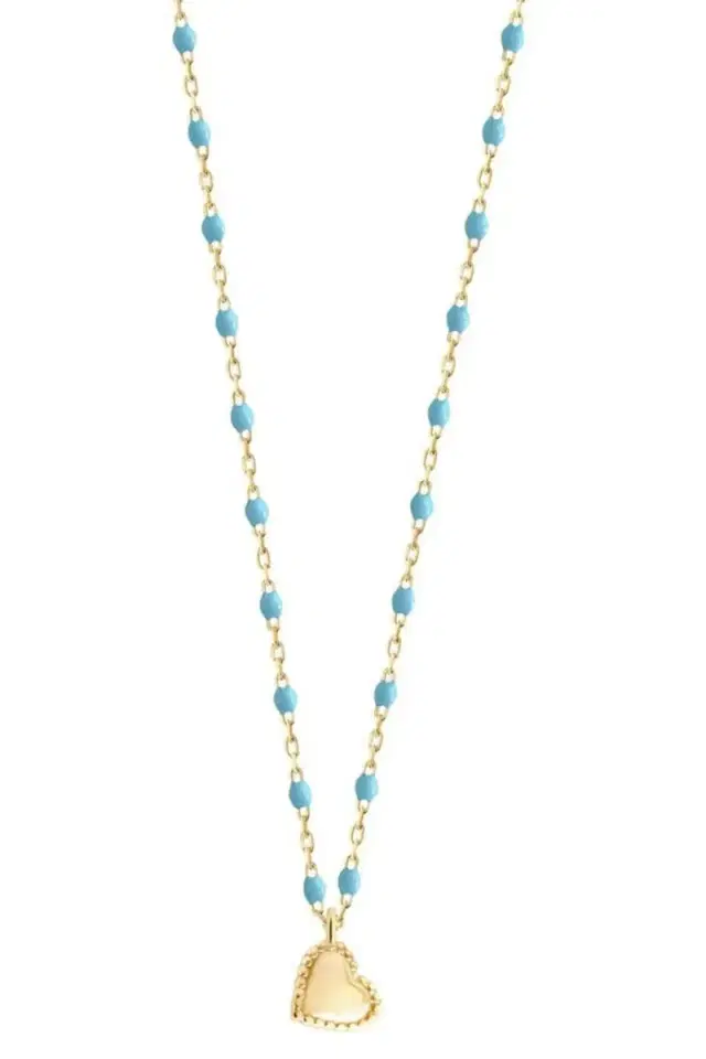 Lucky Heart Mini Gigi Necklace - 15.7in - Turquoise