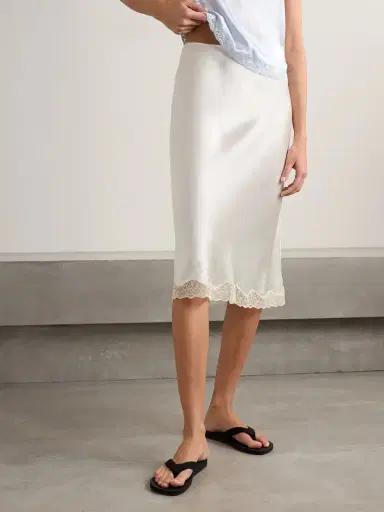 The Row Irene Lace-trimmed Silk-charmeuse Skirt | Thumbnail 3 The Row Irene Lace-trimmed Silk-charmeuse Skirt | Thumbnail 3