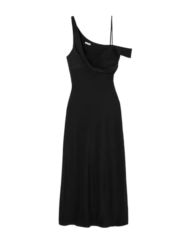 Draped Silk Midi Dress