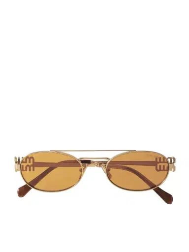 Miu Miu Eyewear Oval-frame Gold-tone Sunglasses | Thumbnail 1 Miu Miu Eyewear Oval-frame Gold-tone Sunglasses | Thumbnail 1