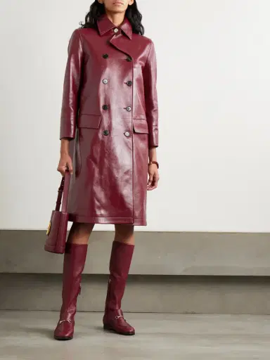 Gucci Double-breasted Glossed-leather Trench Coat | Thumbnail 2