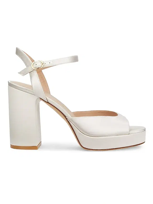 Stuart Weitzman Women's Dayna 100MM Satin Platform Sandals - Cream
