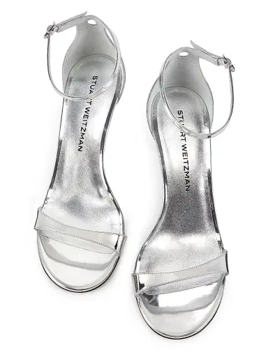 Stuart Weitzman Women's Nudist II 75MM Leather Sandals - Silver - Size 9 | Thumbnail 4 Stuart Weitzman Women's Nudist II 75MM Leather Sandals - Silver - Size 9 | Thumbnail 4