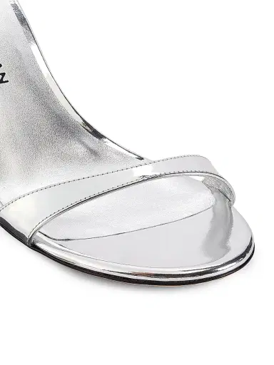 Stuart Weitzman Women's Nudist II 75MM Leather Sandals - Silver - Size 9 | Thumbnail 5 Stuart Weitzman Women's Nudist II 75MM Leather Sandals - Silver - Size 9 | Thumbnail 5