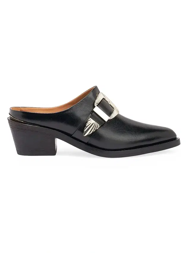 Women's Moll 55MM Buckle-Detailed Leather Mules - Nero