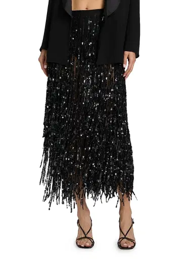 Lapointe Women's Re-Edition Sequin-Fringed Pencil Maxi Skirt - Black - Size 12 | Thumbnail 3 Lapointe Women's Re-Edition Sequin-Fringed Pencil Maxi Skirt - Black - Size 12 | Thumbnail 3