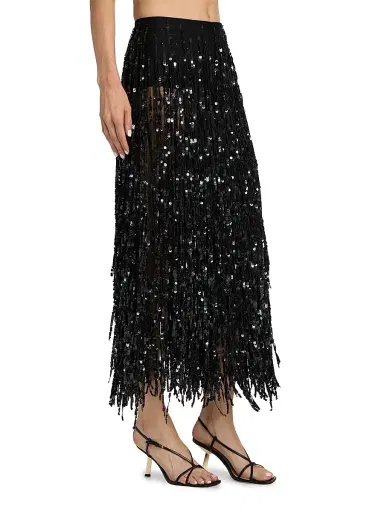 Lapointe Women's Re-Edition Sequin-Fringed Pencil Maxi Skirt - Black - Size 12 | Thumbnail 4 Lapointe Women's Re-Edition Sequin-Fringed Pencil Maxi Skirt - Black - Size 12 | Thumbnail 4