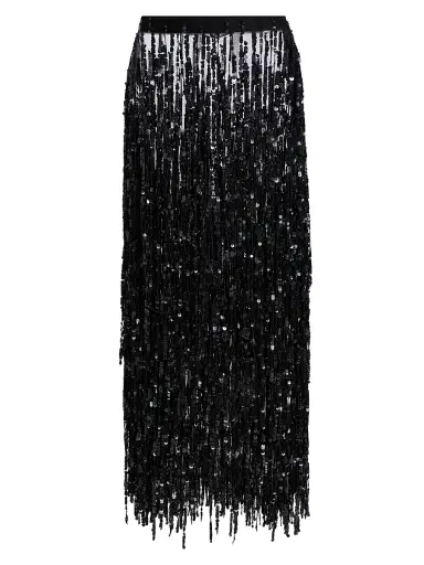 Lapointe Women's Re-Edition Sequin-Fringed Pencil Maxi Skirt - Black - Size 12 | Thumbnail 1 Lapointe Women's Re-Edition Sequin-Fringed Pencil Maxi Skirt - Black - Size 12 | Thumbnail 1