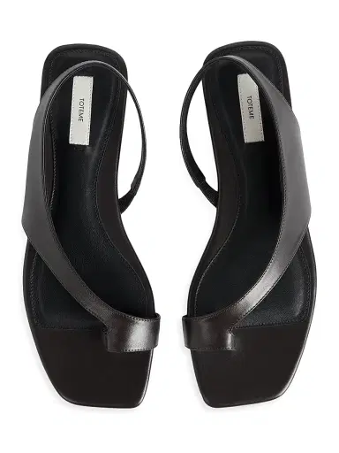 Toteme Women's Sculptural Leather Flat Sandals - Pepper | Thumbnail 3 Toteme Women's Sculptural Leather Flat Sandals - Pepper | Thumbnail 3