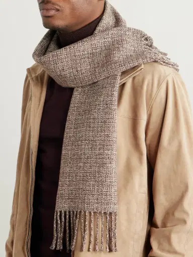 Loro Piana Fringed Cashmere-Tweed Scarf - Men | Thumbnail 2 Loro Piana Fringed Cashmere-Tweed Scarf - Men | Thumbnail 2
