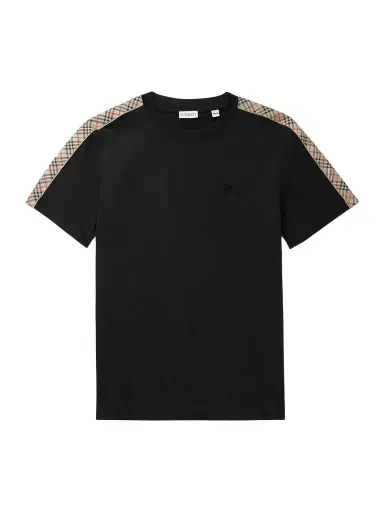 Burberry Logo-Embroidered Checked Jacquard-Trimmed Cotton-Jersey T-Shirt - Men | Thumbnail 1