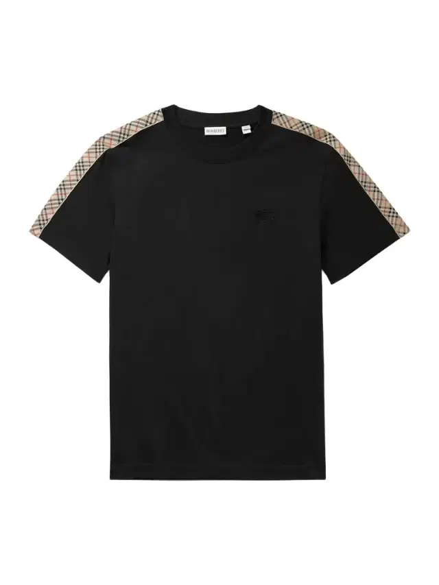 Burberry Logo-Embroidered Checked Jacquard-Trimmed Cotton-Jersey T-Shirt - Men