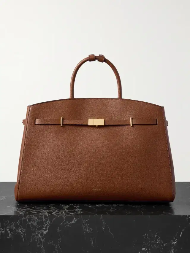 The Hudson Small Textured-leather Tote