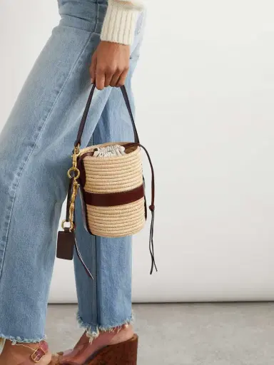 Chloé Kerala 25 Embellished Leather-trimmed Faux Raffia Tote | Thumbnail 2 Chloé Kerala 25 Embellished Leather-trimmed Faux Raffia Tote | Thumbnail 2